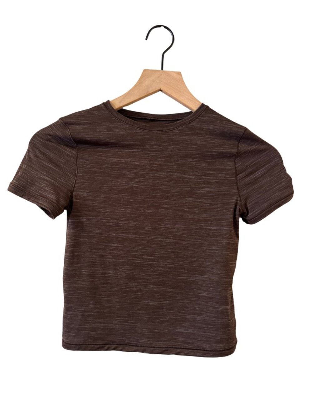 Aerie Smoothez Short Sleeve Crew Neck Stretch Baby Tee in Heathered Brown - XS